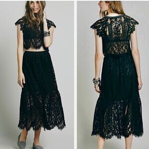 ★NWT Free People Lace Skirt Set Black US2★